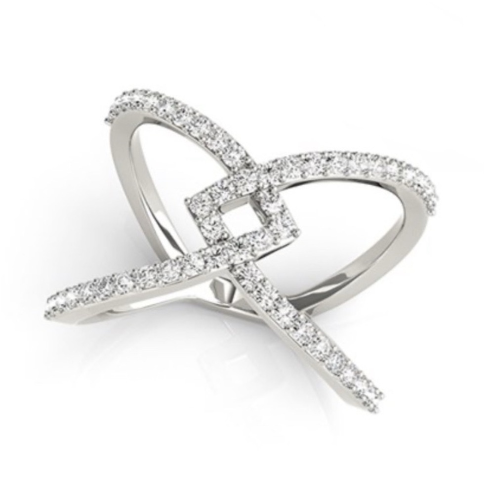 Small Square Full Pavé .5ct Diamond Ring 14k White Gold